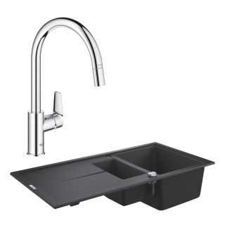 Промо-набор для кухни: композитная мойка GROHE K400 оборачиваемая, смеситель для мойки GROHE BauEdge (130642)
