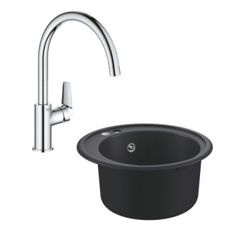 Промо-набор GROHE для кухни: композитная мойка K200 с одной чашей и смеситель BauEdge для мойки (130657) 