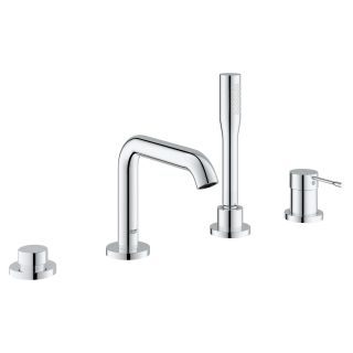 Смеситель для ванны GROHE Essence+ на 4 отверстия с душевым гарнитуром и изливом (на бортик ванны), хром (19578001)