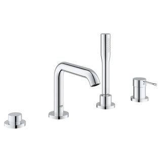Смеситель для ванны GROHE Essence+ на 4 отверстия с душевым гарнитуром и изливом (на бортик ванны), хром (19578001)