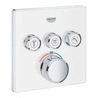 Внешняя часть термостатического смесителя GROHE Grohtherm SmartControl на 3 выхода, белая луна (29157LS0)