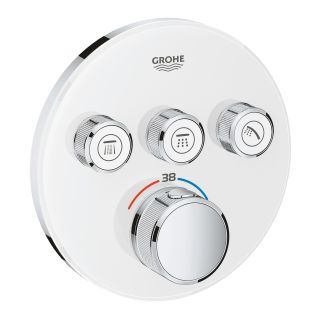 Внешняя часть термостатического смесителя GROHE Grohtherm SmartControl на 3 выхода, белая луна (29904LS0)