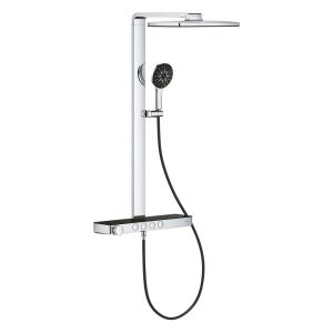 Душевая система с термостатом для настенного монтажа GROHE Rainshower Aqua Pure, хром/черный (100962KI00)