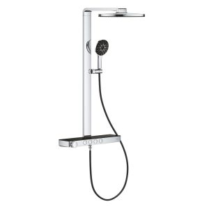 Душевая система с термостатом для настенного монтажа GROHE Rainshower Aqua Pure, хром/черный (101680KI00)