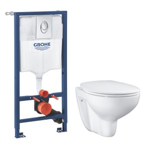Промо-набор GROHE BauCeramic: подвесной унитаз BauCeramic с сиденьем и система инсталляции с панелью смыва (120350)