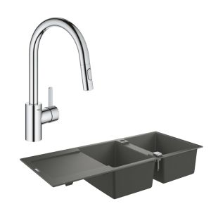 Промо-набор GROHE для кухни: композитная мойка K500 и смеситель Eurosmart Cosmopolitan для мойки с выдвижным аэратором (130647)