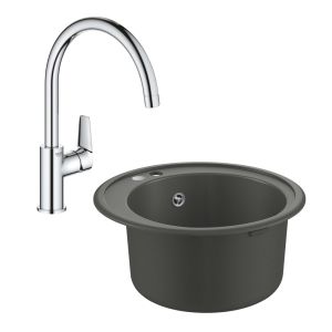  Промо-набор GROHE для кухни: композитная мойка K200 с одной чашей и смеситель BauEdge для мойки (130656) 