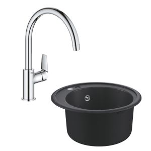 Промо-набор GROHE для кухни: композитная мойка K200 с одной чашей и смеситель BauEdge для мойки (130657) 