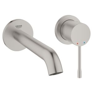 Внешняя панель смесителя GROHE Essence New для раковины, настенный монтаж, на два отверстия, суперсталь (19408DC1)
