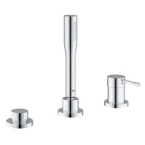 Смеситель для ванны GROHE Essence+ на 3 отверстия с душевым гарнитуром (на бортик ванны, без излива), хром (19976001)