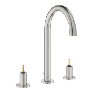 Смеситель для раковины на три отверстия GROHE Atrio Private Collection, монтаж на бортик, размер L, без рукояток, суперсталь (20593DC0)