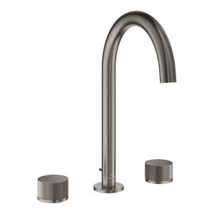 Смеситель для раковины на три отверстия GROHE Atrio Private Collection, монтаж на бортик, размер L, темный графит матовый (20595AL0)