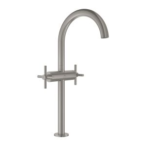 Смеситель для раковины GROHE Atrio, на 1 отверстие, свободностоящий, крестобразные ручки, размер XL, суперсталь (21149DC0)