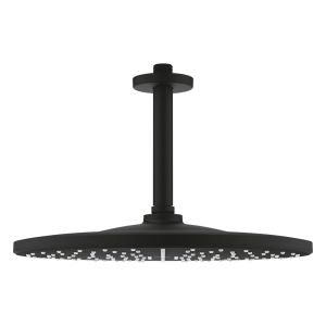 Верхний душ GROHE Rainshower Mono 310, с потолочным душевым кронштейном 142 мм, 1 режим струи, фантомный чёрный (22122KF0)