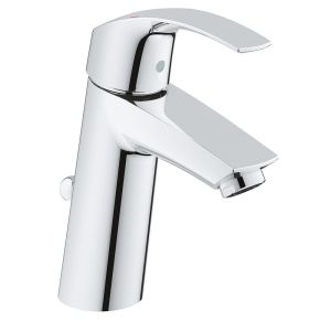 Смеситель для раковины GROHE Eurosmart с донным клапаном, средний излив, хром (23322001)