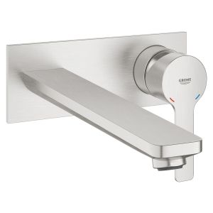 Внешняя часть смесителя для раковины GROHE Lineare New на 2 отверстия, вынос 207 мм, суперсталь (23444DC1)