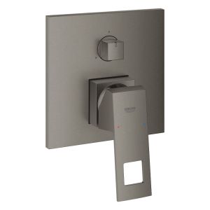 Смеситель однорычажный для ванны GROHE Eurocube, с переключателем на 3 положения, квадратная розетка, темный графит матовый (24094AL0)