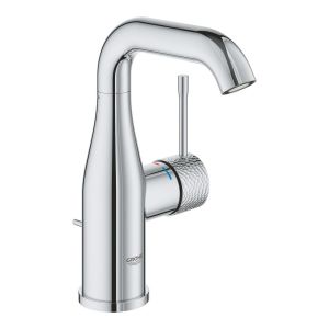 Смеситель однорычажный для раковины GROHE Essence, размер 1/2″ M, крафтовый декор, хром (24173PF1)