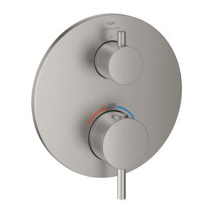 Термостат для душа с переключателем на 1 положение GROHE Atrio, круглая розетка, комплект верхней монтажной части для SmartBox, суперсталь (24357DC0)