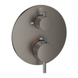 Термостат для ванны с переключателем на 2 положения GROHE Atrio, круглая розетка, комплект верхней монтажной части для SmartBox, темный графит матовый (24359AL0)