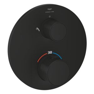 Термостат для душа GROHE Atrio Private Collection на 2 выхода со встроенным запорно-переключающим вентилем и рукоятками, черный (24396KF0)