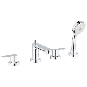 Готовый комплект для ванной комнаты GROHE, cмеситель для ванны BauEdge и ручной душ Tempesta Cosmopolitan, хром (2512000A)