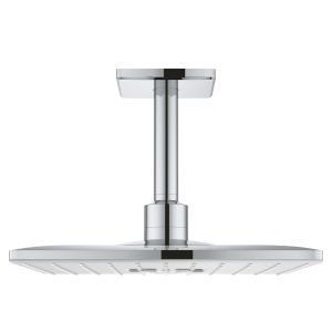 Верхний душ GROHE Rainshower 310 SmartActive Cube с душевым кронштейном 142 мм, 2 режима струи, белая луна (26481LS0)