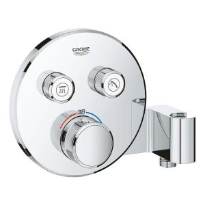 Внешняя часть термостатического смесителя GROHE Grohtherm SmartControl на 2 выхода со встроенным держателем ручного душа, хром (29120000)
