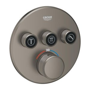 Термостат для ванны/душа GROHE Grohtherm SmartControl для скрытого монтажа с 3 вентилями, сатиновый графит (29121MG0)