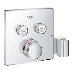 Внешняя часть термостатического смесителя GROHE Grohtherm SmartControl на 2 выхода со встроенным держателем ручного душа, хром (29125000)