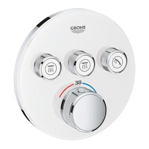 Внешняя часть термостатического смесителя GROHE Grohtherm SmartControl на 3 выхода, белая луна (29904LS0)