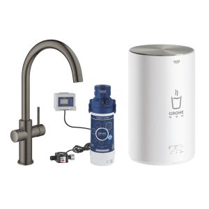Смеситель для кухни GROHE Red Duo New с функцией кипячения воды (бойлер M-size в комплекте), темный графит матовый (30083AL1)