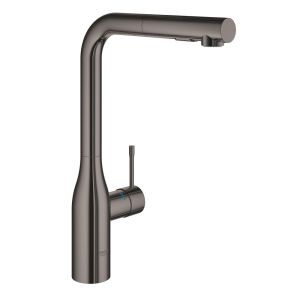 Смеситель для кухни GROHE Essence New, с выдвижным изливом, тёмный графит глянец (30270A00)