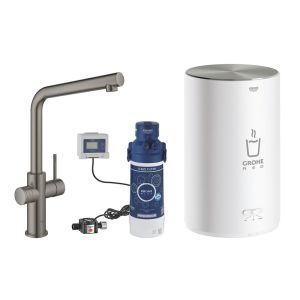 Смеситель для кухни GROHE Red Duo New с функцией кипячения воды (бойлер M-size в комплекте), темный графит матовый (30327AL1)