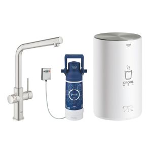 Смеситель для кухни GROHE Red Duo New с функцией кипячения воды (бойлер M-size в комплекте), суперсталь (30327DC1)