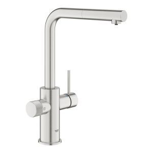 Смеситель для кухни GROHE Blue Pure Minta с выдвижным изливом и возможностью подключения фильтра, суперсталь (30590DC0)