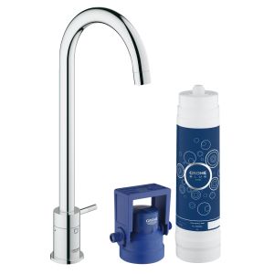 Комплект с вентилем для фильтрованной воды для кухни GROHE Blue (без смешивания) с набором для подключения, хром (31301001)