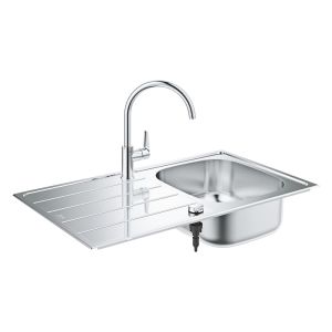 Мойка и смеситель для кухни GROHE Bau, нержавеющая сталь матовая (31562SD1)