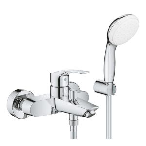 Смеситель однорычажный для ванны GROHE Eurosmart, с душевым гарнитуром, хром (33302003)