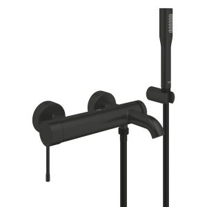 Смеситель для ванны/душа GROHE Essence с душевым комплектом, матовый черный (336282431)