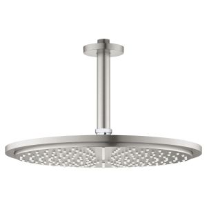 Верхний душ GROHE Rainshower Cosmopolitan с душевым кронштейном 142 мм, 1 режим струи, суперсталь (26067DC0)