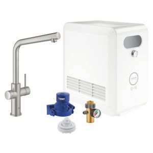 Комплек GROHE Blue Professional L-образный излив, суперсталь (31347DC3)