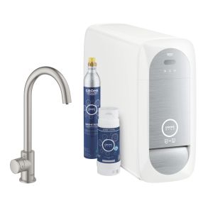 Стартовый комплект GROHE Blue Home вентиль с C-образным изливом, суперсталь (31498DC1)