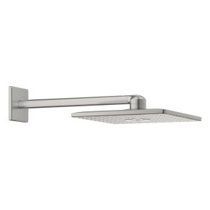 Верхний душ GROHE Rainshower SmartActive Cube и душевой кронштейн 430 мм, 2 режима струи, суперсталь (26479DC0)