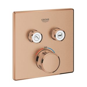 Термостат для ванны/душа Grohe Grohtherm SmartControl, квадратная розетка, 2 кнопки управления, внешняя часть, теплый закат, матовый (29124DL0)