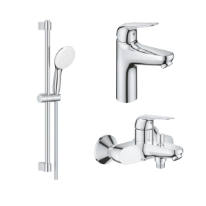 Промо-набор: душевой гарнитур GROHE Tempesta, смеситель для ванны и раковины GROHE EuroEco (150018)