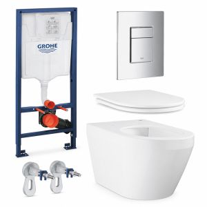 Промо-набор GROHE Euro: подвесной унитаз Euro 2.0 с сиденьем + система инсталляции с панелью смыва (120860)